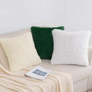 Cojín cuadrado de piel sintética esponjosa blanca, felpa decorativa de punto suave para sala de estar, hogar, Hotel, uso sin látex, celebridades - Product Image 1