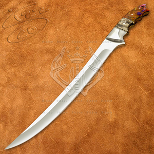 Magnifique couteau de chef artisanal pour la cuisine, le filetage, la chasse et le camping, lame en acier D2, manche en résine, étui en cuir, cadeau idéal - Product Image 3