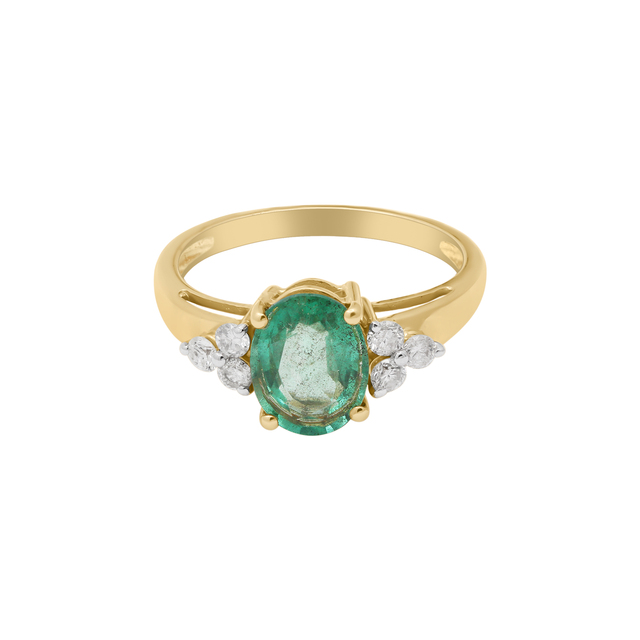Natural Gemstone Emerald Diamond Women's Wedding Band Ring Rose Gold Plated 14k Yellow Gold Romantic Style Vintage Jewelry