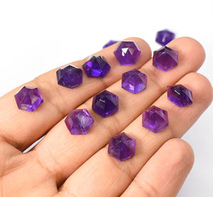 Natural Amethyst Hexagon Cut Rose Cut Faceted Gemstone 83.55 cts 19 Pieces Lot 10 mm - Product Image 4