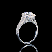 Premium-Kissenfassung mit im Labor gezüchtetem Diamantring aus 14 Karat massivem Gelbgold, glänzend poliertem Band, 1 Karat Verlobungsring, edler Schmuck.