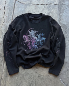 High Quality Wholesale Digital Printing Sweatshirts <b>Thermals</b> <b>Men</b> Casual Long Sleeve Heavy Custom Knitted Waffle <b>Shirts</b> Fabric - Product Image 1