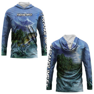 Hood Fishing Shirts Summer Hoodie UPF50 + Manga larga Hombres Performance Fish Wear Outdoor Anti-uv Angler Jersey que absorbe la humedad - Product Image 5