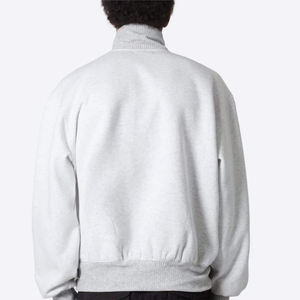 Mens Light Grey Quarter Zip Pullover Sweatshirt <b>Mock</b> <b>Neck</b> Long Sleeve Solid Color Casual Streetwear <b>Top</b> cotton blended - Product Image 6