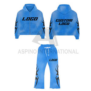 Vente en gros de pantalons de survêtement évasés deux pièces pour hommes avec sweats à capuche et ensembles de jogging - Product Image 3