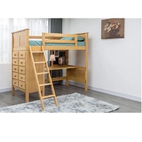 Valencia Twin Loft Bed con tocador Diseño moderno Mejor precio Color natural New Zealand Pino Camas de madera Hecho en Vietnam