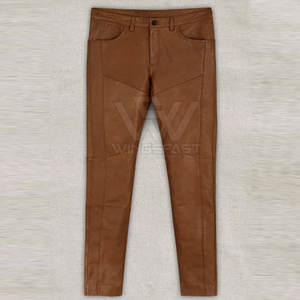 Pantalones de Cuero para Hombre al por Mayor, Cierre de Botones en la Parte Media, Diseño Casual Ligero, Logotipo Personalizado - Product Image 4