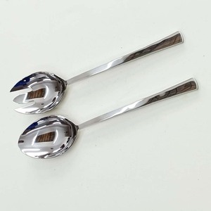 ชุดช้อนส้อมสแตนเลสดีไซน์สวยงาม พร้อมด้ามจับลายฉลุเลเซอร์ทรงกลม ชุดเสิร์ฟสลัดทันสมัย - Product Image 5