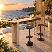Ensemble de bar extérieur pour piscine de resort, résistant aux intempéries, en teck, avec chaise de bar et comptoir, fabrication sur mesure