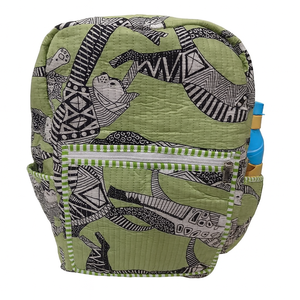 กระเป๋าเป้ผ้าฝ้ายแบบยูนิเซ็กซ์ ลายดอกไม้พิมพ์ด้วยมือ ดีไซน์เป็นมิตรกับสิ่งแวดล้อม มีซิปทันสมัย น้ำหนักเบา ความจุขนาดใหญ่ - Product Image 1