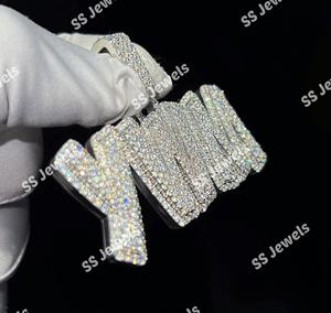 12.50 CTW Round VVS1 Moissanite Pendant Custom Hip Hop Iced <b>Letter</b> 925 Silver Charm <b>Necklace</b> Perfect Birthday Gift - Product Image 5