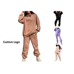Meilleure Qualité Deux Pièces Surdimensionné Solide Casual Sweat À Capuche Pulls Long Pantalon Ensemble Nouveau Costume De Mode Chaud À Capuche En Gros Sweats - Product Image 6