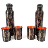 Nouveau arrivage de bouteilles de cuivre pur oxydé noir design antique diamant avec verre