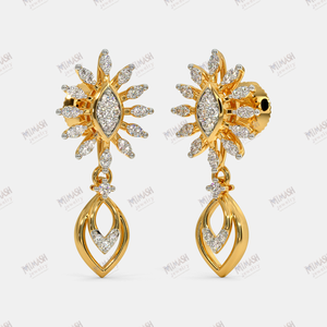 ต่างหูเพชรทรงหยดน้ำสุดหรู ดีไซน์ดอกไม้ประณีต ทอง 14K ประดับด้วยพลอยระยิบระยับ เครื่องประดับสุดหรูสำหรับผู้หญิงในช่วงเวลาพิเศษ - Product Image 1