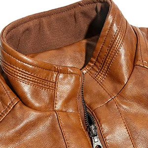 Men's sleek minimalist real leather <b>racer</b> <b>jacket</b> in matte black finish with snap tab collar and high quality - Product Image 4