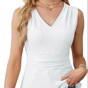 Femmes 2025 été tricoté col en V débardeurs boutonné sans manches gilet habillé Blouses décontractées pour les tenues d'affaires - Product Image 2