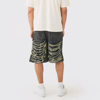Jeans Casuales de Algodón Orgánico de Alta Calidad para Hombre, Talla Grande, Personalizados, Transpirables, hasta la Rodilla, Desgastados, con Cintura Elástica, para Verano