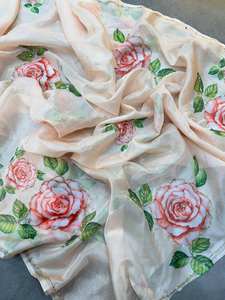 Hermoso diseño floral Impresión digital Saree Colección Suave Tabi Tela Perla Trabajo a mano Fiesta tradicional Festival Desgaste Indio - Product Image 2