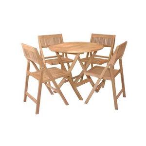 ชุดรับประทานอาหารทำจากไม้เนื้อแข็งโต๊ะกลมพร้อมเก้าอี้สี่ตัวเฟอร์นิเจอร์กลางแจ้งคุณภาพระดับพรีเมียมสำหรับโรงแรมวิลล่า - Product Image 6