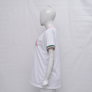 Camiseta Blanca con Cuello en V, Bordado de Cresta, Algodón y Spandex, Transpirable, Logotipo Personalizado, Manga Corta, Casual, Floral/Unicolor, Formal, Verano - Product Image 4