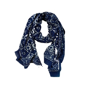 Newest Trending Indigo Hand Block Digital Printed 100% Cotton Linen Shemagh Extremely Soft Extreme Arab <b>Scarf</b> Style for Sale - Product Image 1