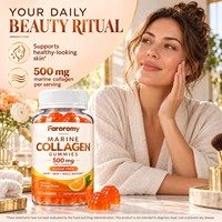 Gummies de Collagène Marin OEM Sans Sucre Saveur Orange Naturelle 500mg Peptides Soutien Cheveux Peau Ongles à Base de Pectine 90 Unités
