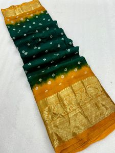 Soie de coton traditionnelle indienne avec Bandhej imprimé Saree femme fabricant de mode et fournisseur de Surat au taux le plus bas - Product Image 4