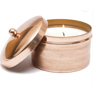Classic Design Round Shape <b>Candle</b> Holder Gold Toned & Copper Toned 2 Metal <b>Jar</b> <b>Candles</b> For Table Decorative <b>Candle</b> <b>Jar</b> & Holder - Product Image 5
