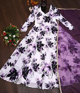 Costume Anarkali imprimé numérique en viscose pure avec style traditionnel Floral Dupatta pour la fête pour les adultes nouvelle robe anarkali - Product Image 6