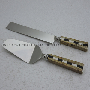 ไม้เรซินและสแตนเลสงานแต่งงานหรืองานเลี้ยงครบรอบฉลองเค้กพลั่วและมีดตัดเค้กชุด - Product Image 5