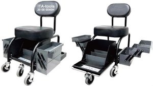 Siège de travail professionnel manuel ITA Tools, capacité de charge de 227 kg/500 lb, avec plateaux latéraux extensibles - Product Image 2