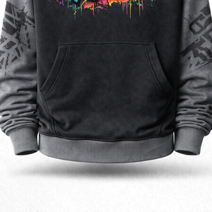 Sweat à capuche unisexe à col croisé, coupe ample, décontracté, doux, 100% coton molletonné, manches longues, pour tous les jours, streetwear - Product Image 4