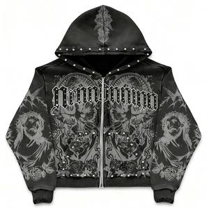 เสื้อฮู้ดดี้ฤดูหนาวแบบยูนิเซ็กซ์ ประดับคริสตัล 100% ผ้าฝ้าย ระยิบระยับ  รับสกรีนโลโก้ ราคาโรงงาน แฟชั่น - Product Image 4