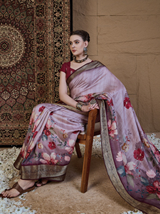 Sari glamuroso con estampado floral con Chit Pallu ruso para eventos prestigiosos - Product Image 3