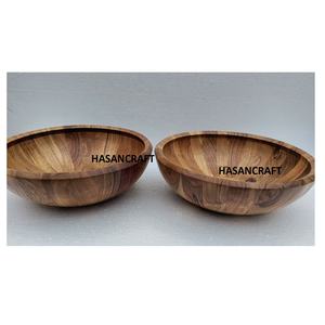 Tazón de madera de Acacia Natural hecho a mano, cuenco caliente de madera para fruta y ensalada, tazón de servicio de alta calidad a la moda para hotel y restaurante - Product Image 2
