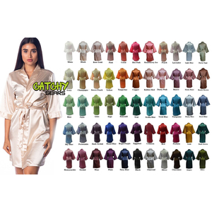 Haute qualité broderie lettre mariée Satin peignoir et demoiselle d'honneur Robes de soie femmes robe de mariée robe de mariée - Product Image 6