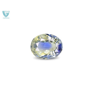 Saphir naturel bicolore (Pitambari) de 3,31 carats, taille ovale facettée, bleu créé en laboratoire, certifié IGI pour accessoires de joaillerie - Product Image 1