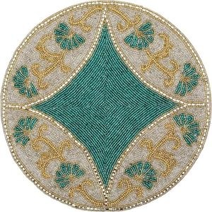 Handcrafted American Style Round <b>Beaded</b> <b>Placemats</b>/pads for Dining Table Wedding Christmas & Family Gatherings Made of Glass - Product Image 1