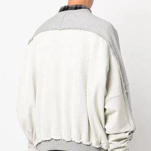 Sudadera con Capucha Personalizada, Cuello con Rayas, Estilo Universitario, Cuello Redondo, Aplique Bordado, Parche, Ribete en Contraste para Invierno - Product Image 4