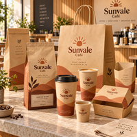 Ensemble d'emballages personnalisés pour café AT PACK avec sacs en papier, gobelets à café, boîtes alimentaires et sacs à café, fournitures de café en gros