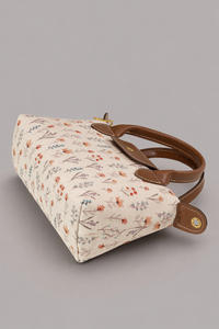 Sac fourre-tout mini en toile à motif floral pour femme avec logo personnalisé, sac à main vintage à poignée supérieure OEM ODM - Product Image 2