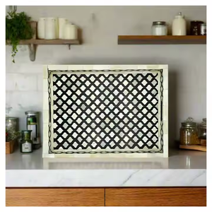 Plateau de service le plus vendu fait à la main meilleure qualité bois personnalisé couleur os incrustation luxe décor à la maison ustensiles de cuisine Artisan inde - Product Image 2