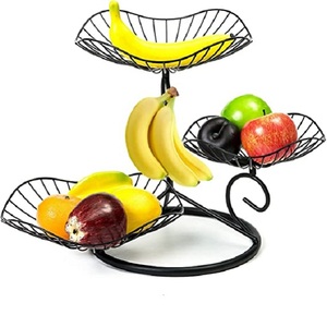 การออกแบบใหม่โดย MS INC 2ชั้นโลหะครัวผลไม้ผักตารางการรับประทานอาหารตะกร้าชาม - Product Image 2