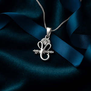 NOVAMART Fine Hallmark <b>Silver</b> Ganesha Pendant with <b>Chain</b> Special Flute Design for Ganesh Chaturthi Featuring a Diamond As the Ma - Product Image 1
