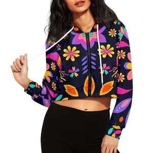 Nueva moda OEM venta al por mayor de las mujeres Crop Top sublimación sudaderas con capucha transpirable personalizado uso casual mujeres sudaderas con capucha en la mejor calidad - Product Image 2