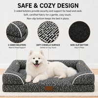 Coussin Premium en Chenille pour Animaux de Compagnie avec Mousse Alvéolée Anti-Pression et Rembourrage Rembourré pour Chiens et Chats de Taille Moyenne à Grande, Écologique