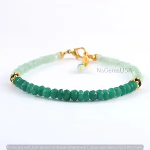 HAYAAT GEMS, pulsera de cuentas de piedra Rondelle verde esmeralda única, pulsera de cuentas de piedra de nacimiento perfecta certificada por terceros, regalo para niñas - Product Image 2