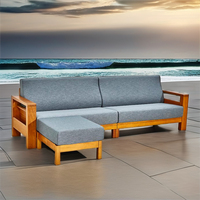 Canapé modulaire simple et moderne à une place, durable, confortable, en bois de teck et tissu, élégant pour le salon