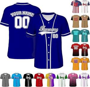 Nueva camiseta de béisbol americana cosida superior barata, camiseta de equipo personalizada, camiseta de béisbol/botón hacia abajo - Product Image 2
