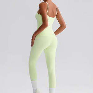 Ensemble de Yoga Fitness taille haute décontracté pour femmes Leggings respirants soutien-gorge haut sans manches Shorts motif solide conception haute visibilité - Product Image 2